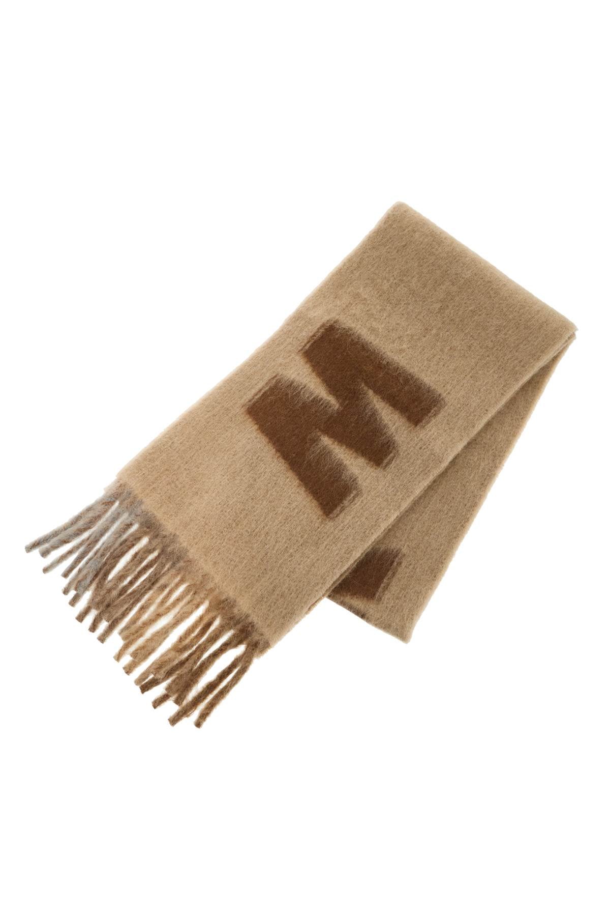 Marni Wool And Mohair Scarf With Maxi Logo   Beige