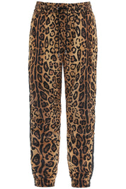 Dolce & Gabbana Leopard Print Nylon Jogger Pants For   Beige