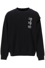 Mm6 Maison Margiela Replace With Double Quotesweatshirt With Cut Out And Numeric   Black