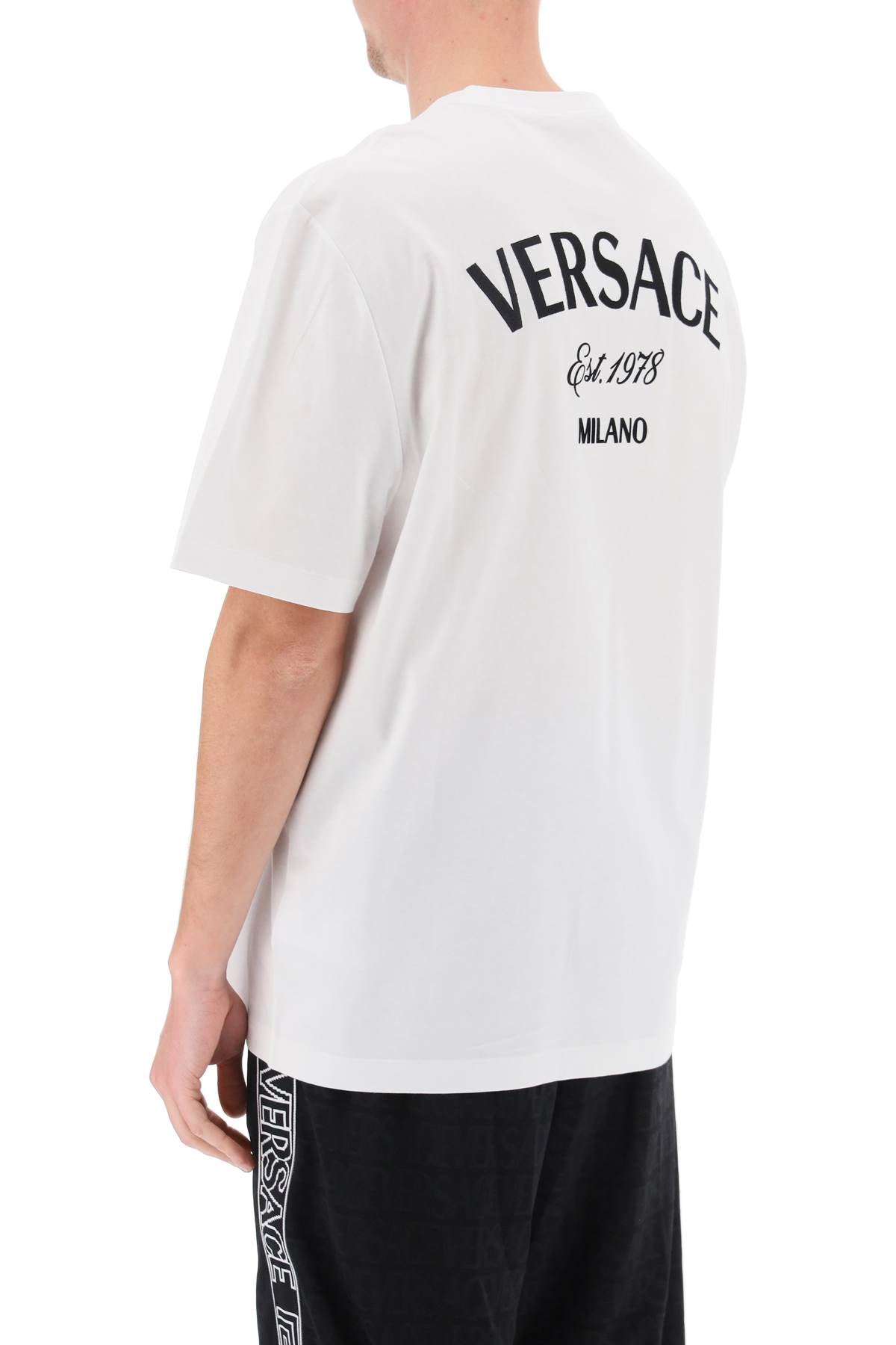 Versace Milano Stamp Crew Neck T Shirt   White