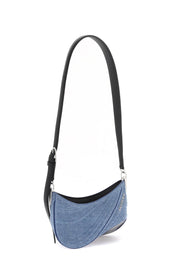 Mugler Small Denim Spiral Curve 01 Shoulder Bag   Blue