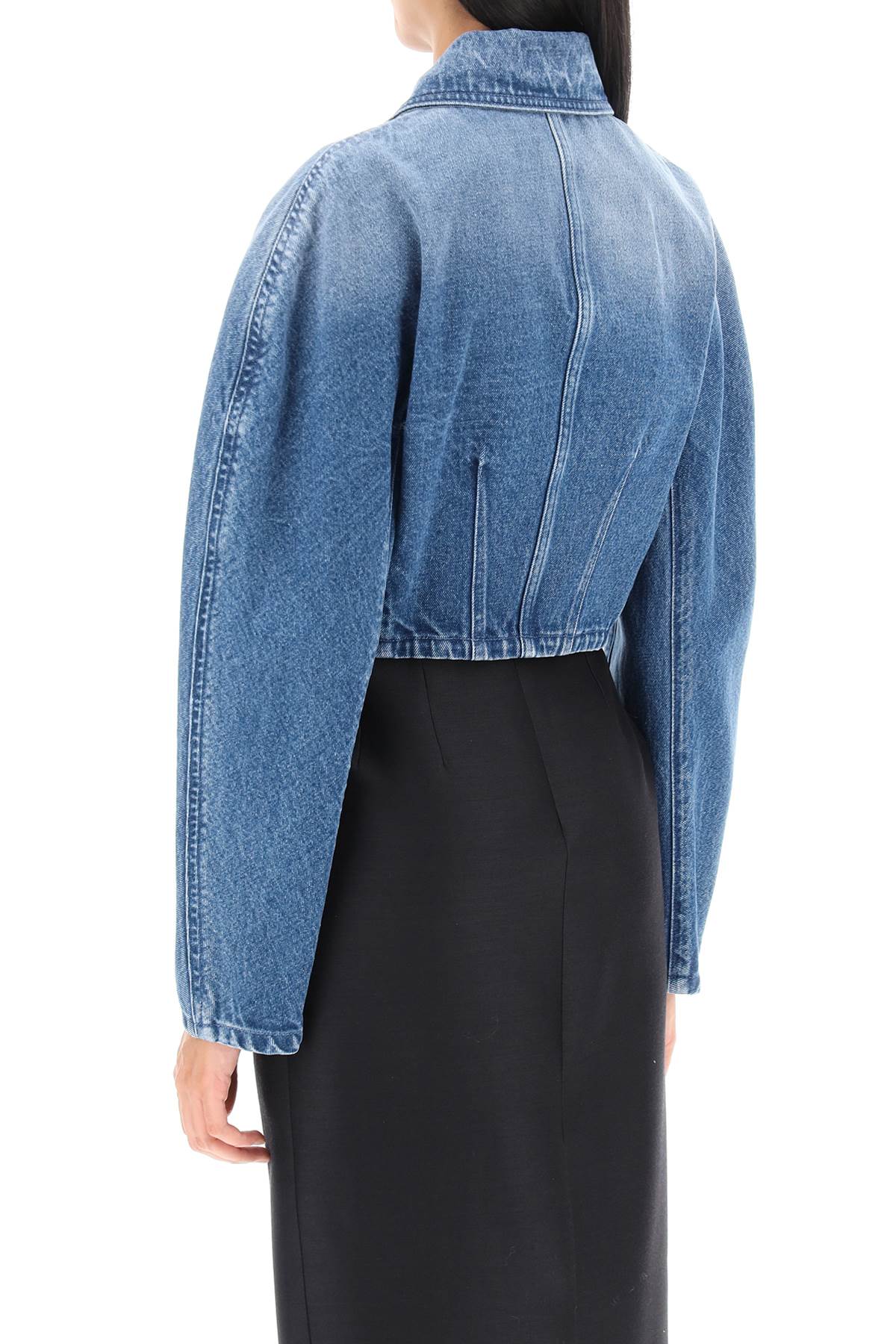 Versace Cropped Denim Jacket   Blue