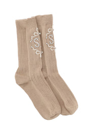 Simone Rocha Sr Socks With Pearls And Crystals   Beige