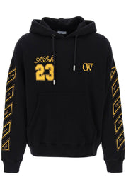 Off White Skated Hoodie With Ow 23 Logo   Black