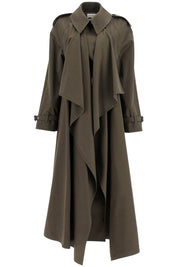 Alexander Mcqueen Double Breasted Trench Coat With Draped   Khaki