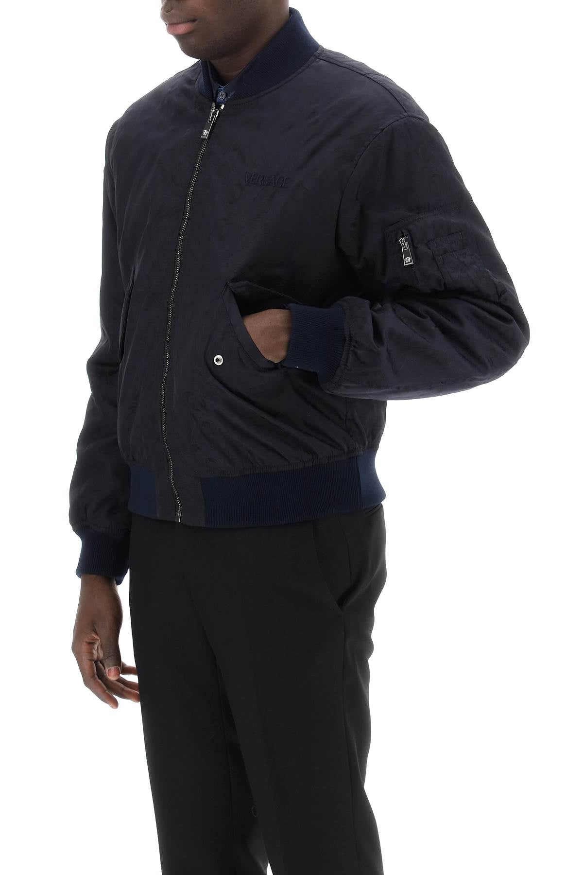 Versace Barocco Bomber Jacket   Blue