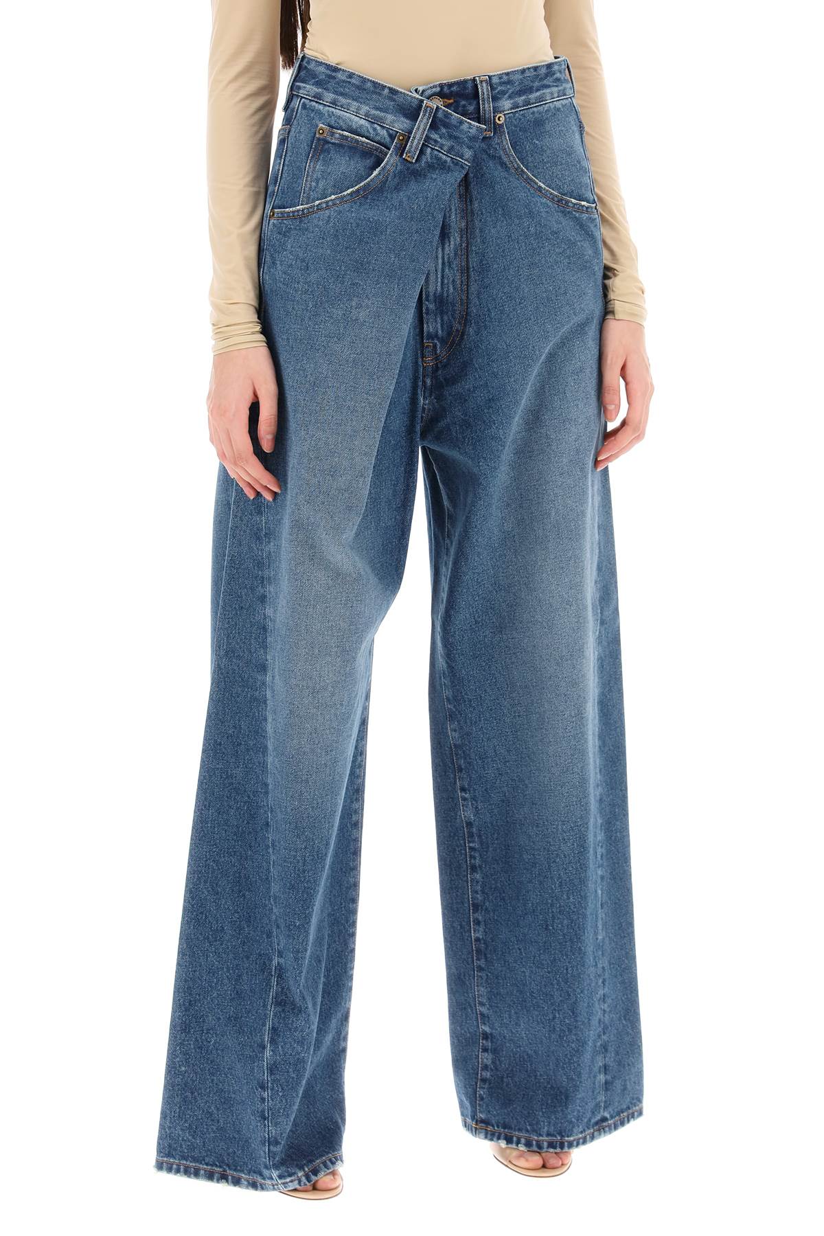 Darkpark 'Ines' Baggy Jeans With Folded Waistband   Light Blue