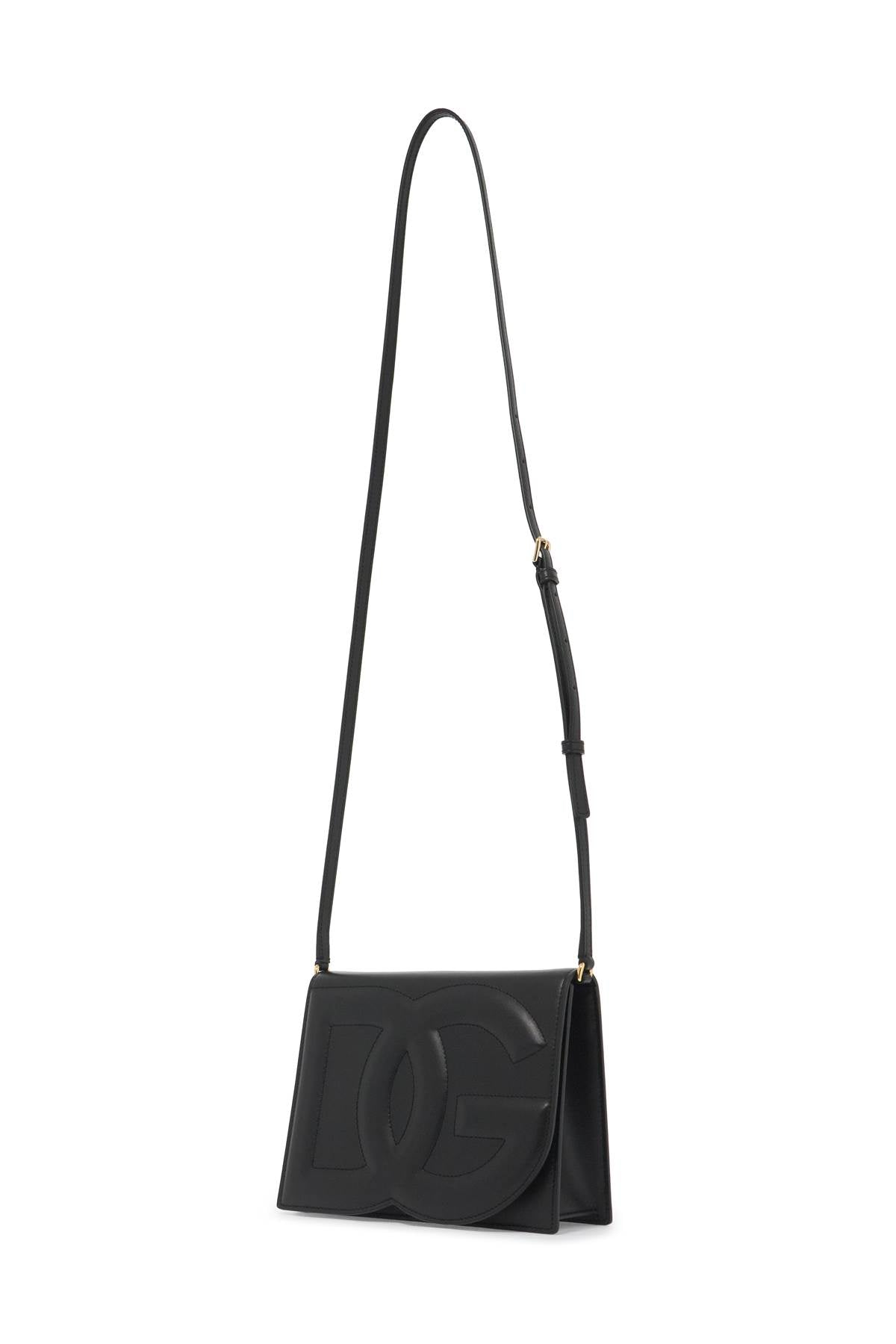 Dolce & Gabbana Leather Dg Logo Crossbody Bag   Black