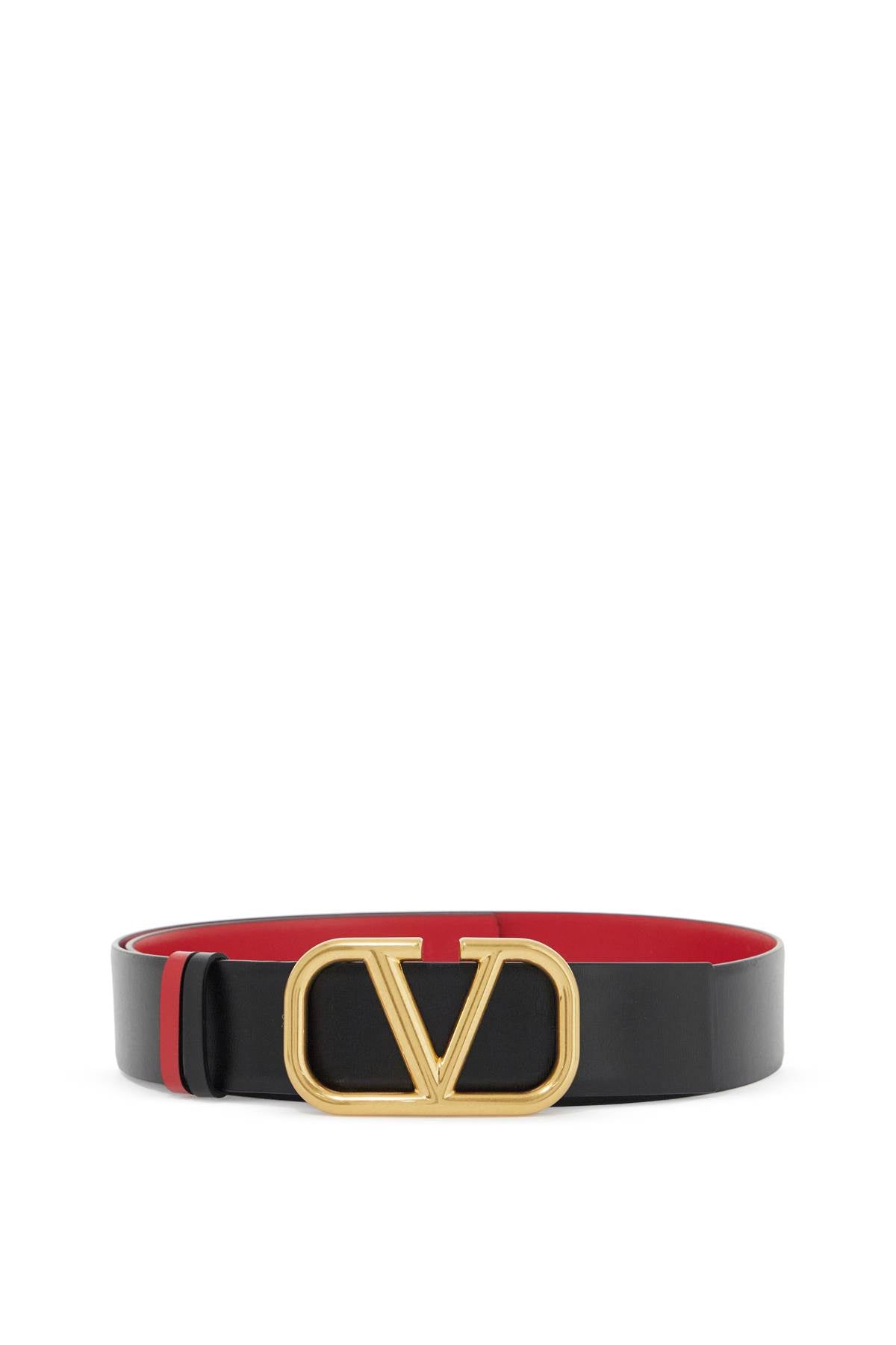 Valentino Garavani Leather Vlogo Signature Reversible Belt   Black