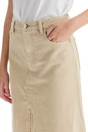 Tory Burch Denim Trapeze Skirt With   Beige