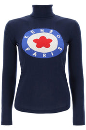 Kenzo Target Wool Turtleneck Sweater   Blue