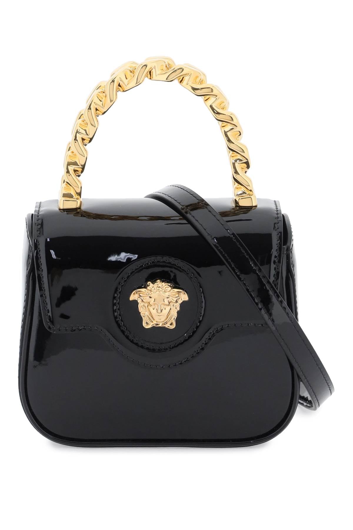 Versace Patent Leather 'La Medusa' Mini Bag   Black