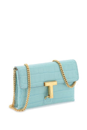 Tom Ford Croco Embossed Leather Mini Bag   Light Blue