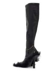 Burberry Slinky Leather High Legging Boots   Black