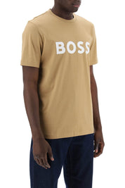 Boss Tiburt 354 Logo Print T Shirt   Beige