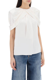 Stella Mc Cartney Satin Blouse With Petal Sleeves   White