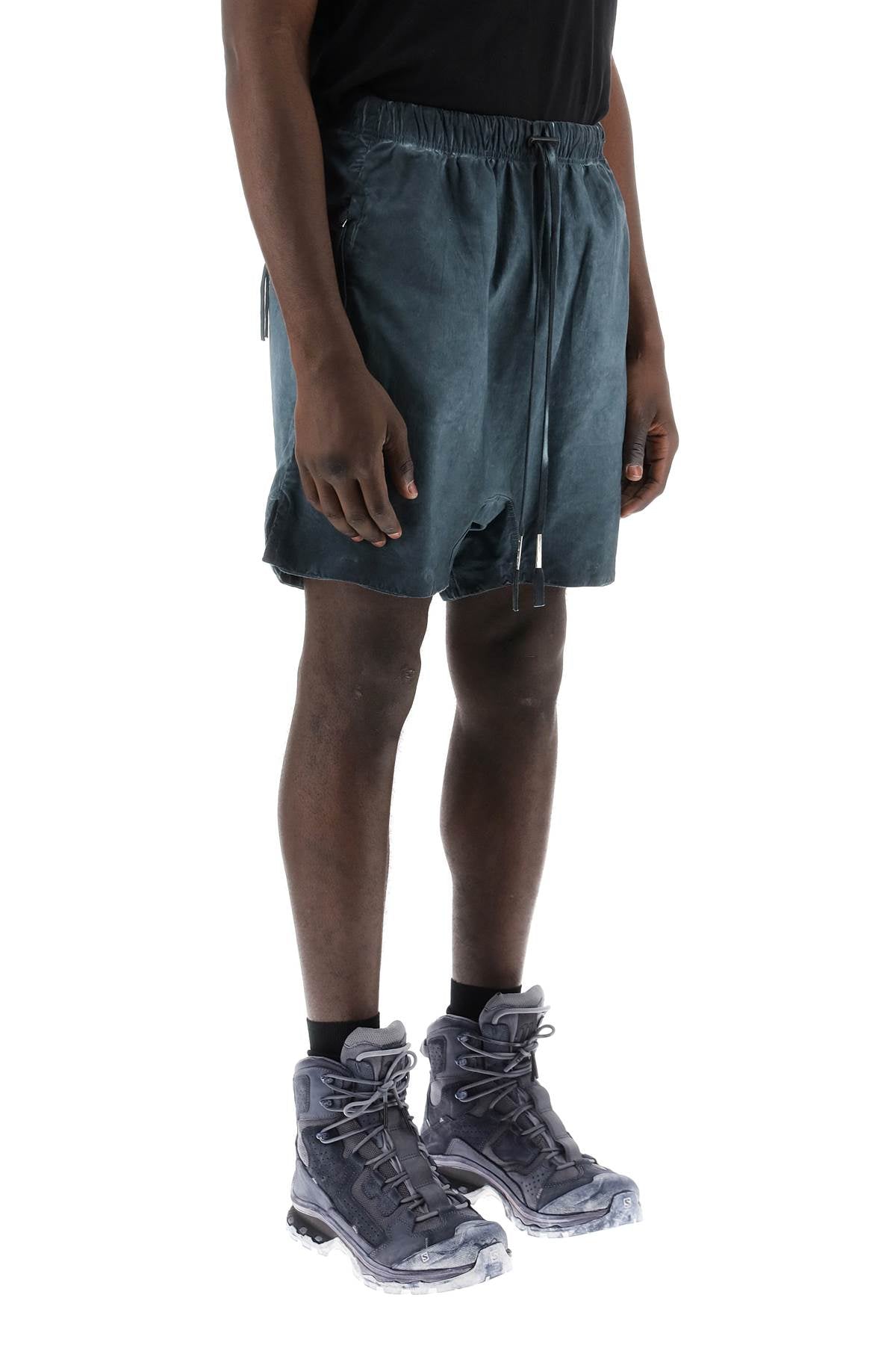 Boris Bidjan Saberi Linen And Cotton Baggy Bermuda Shorts   Grey