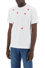 Comme Des Garcons Play Replace With Double Quoteround Neck T Shirt With Heart Pattern   White