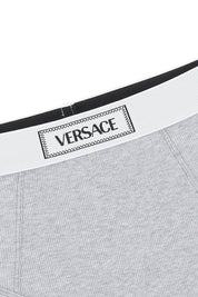 Versace Ribbed Briefs With '90s Logo   Grey