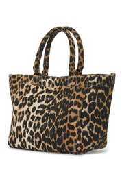 Ganni Replace With Double Quoteleopard Print Tote Bag   Black