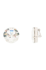 Alessandra Rich Large Crystal Clip On Earrings   Silver