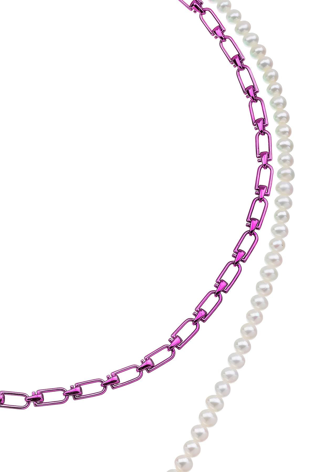 Eera 'Reine' Double Necklace With Pearls   White