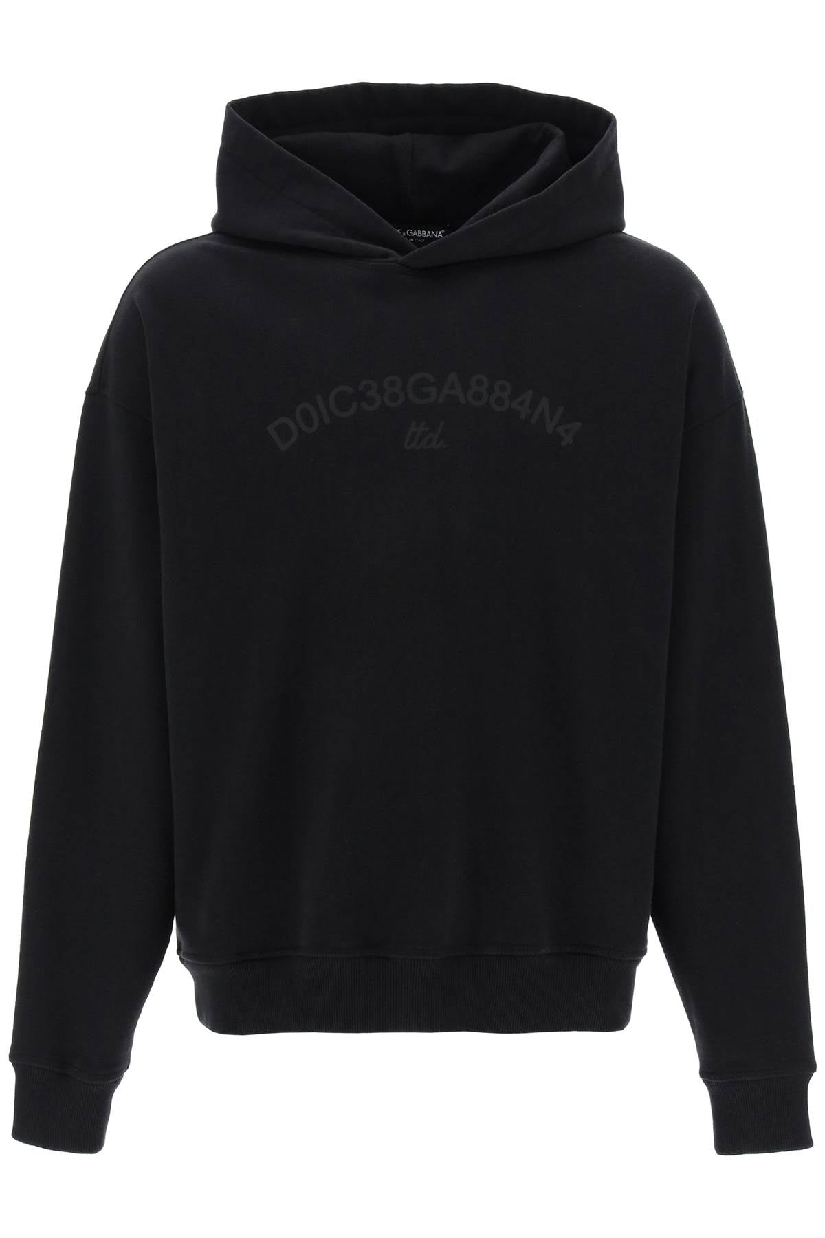 Dolce & Gabbana Hooded Sweatshirt With Logo Print   Black