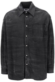 Mm6 Maison Margiela Crinkle Effect Denim Overshirt   Grey