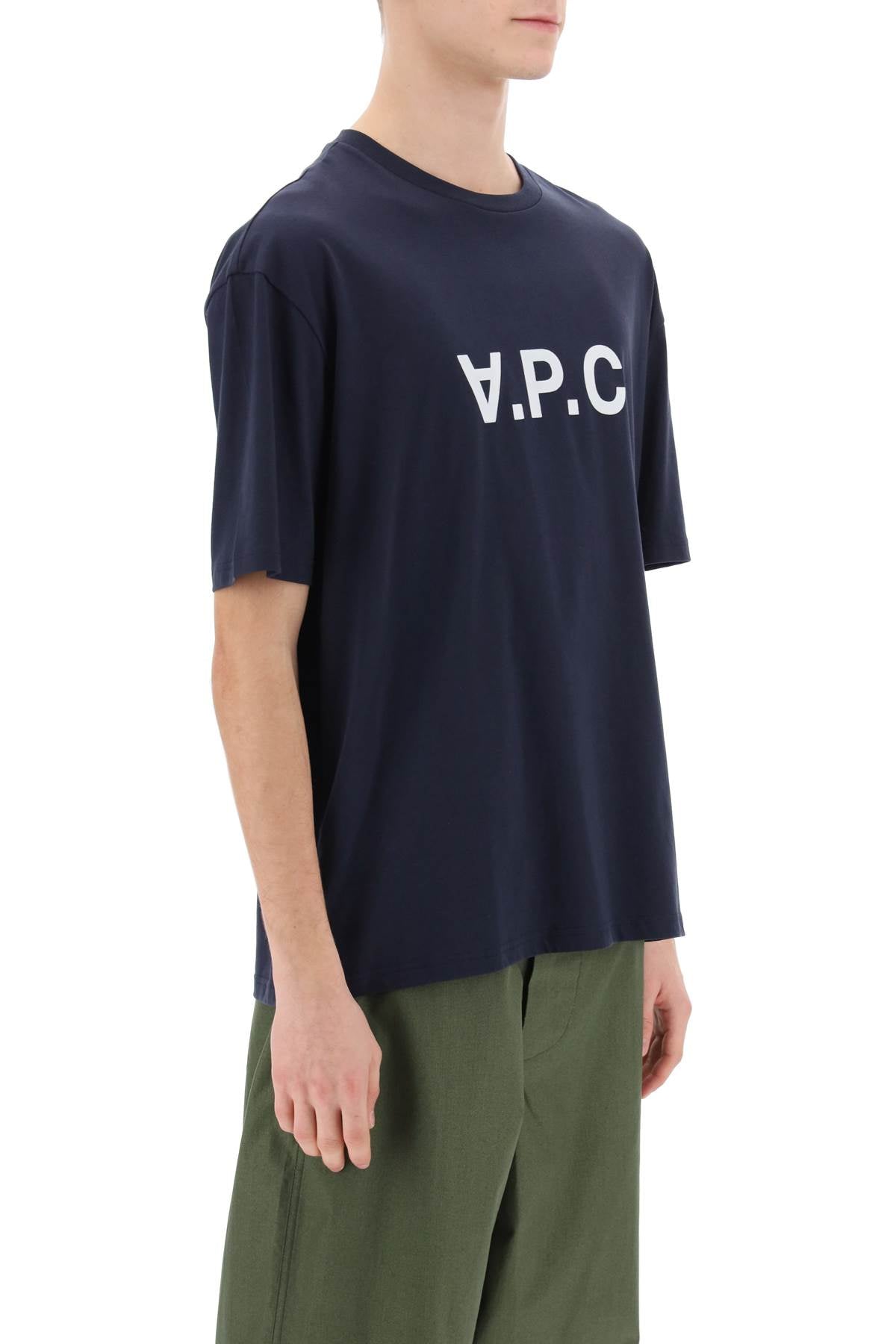 A.P.C. River T Shirt With Flocked Logo   Blue