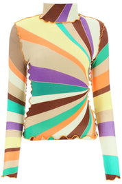 Siedres Multicolored Turtleneck Sweater With Gathered Stitching