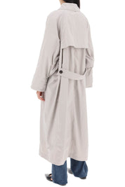 Brunello Cucinelli Double Breasted Trench Coat With Shiny Cuff Details   Grey