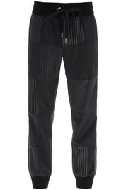 Dolce & Gabbana Patchwork Wool Joggers   Black