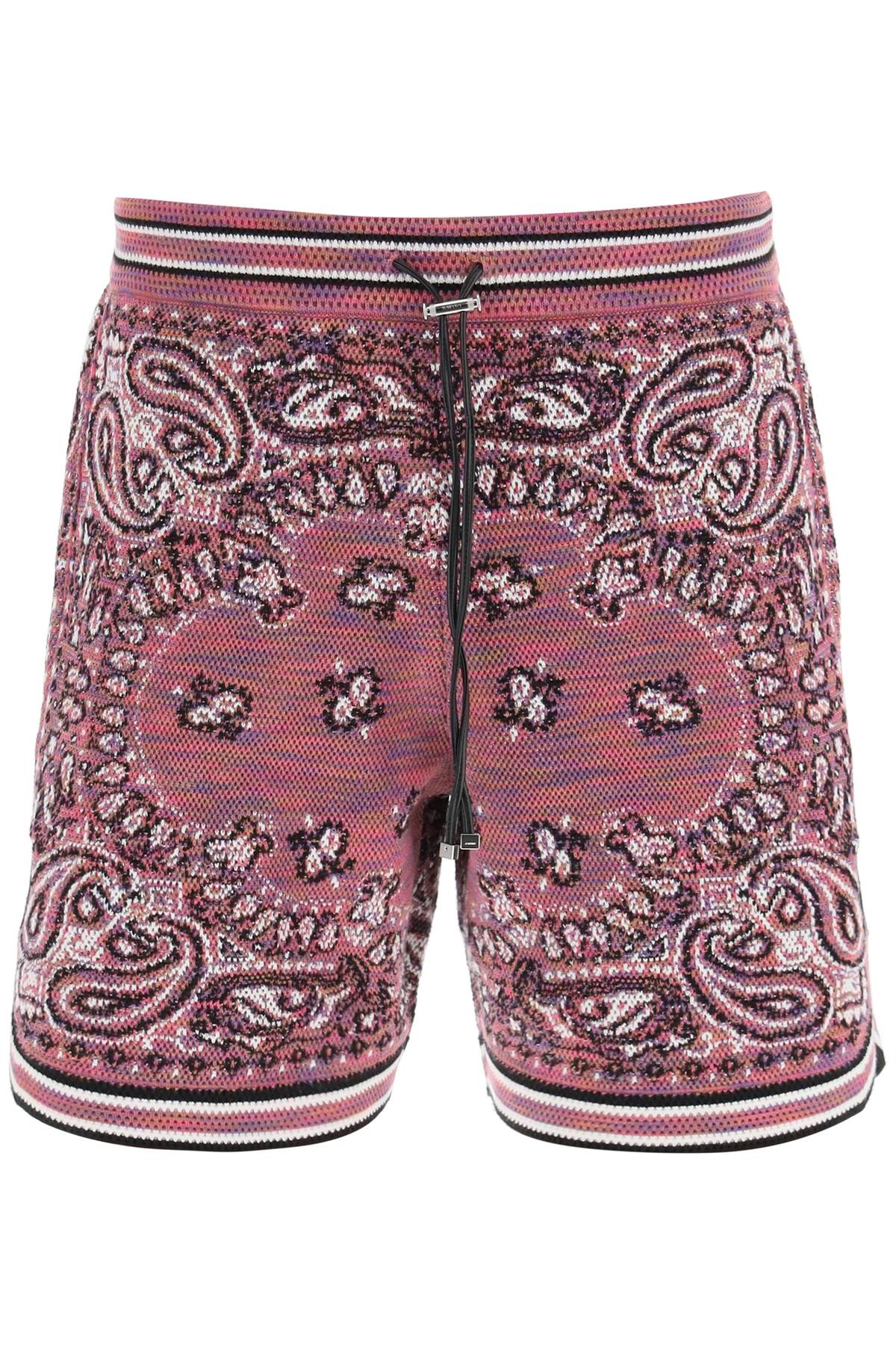 Amiri Bandana Jacquard Knit Bermuda Shorts   Purple