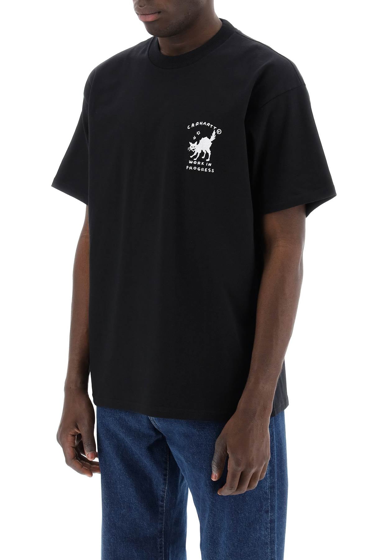 Carhartt Wip Replace With Double Quotegraphic Embroidered Icons T Shirt With   Black