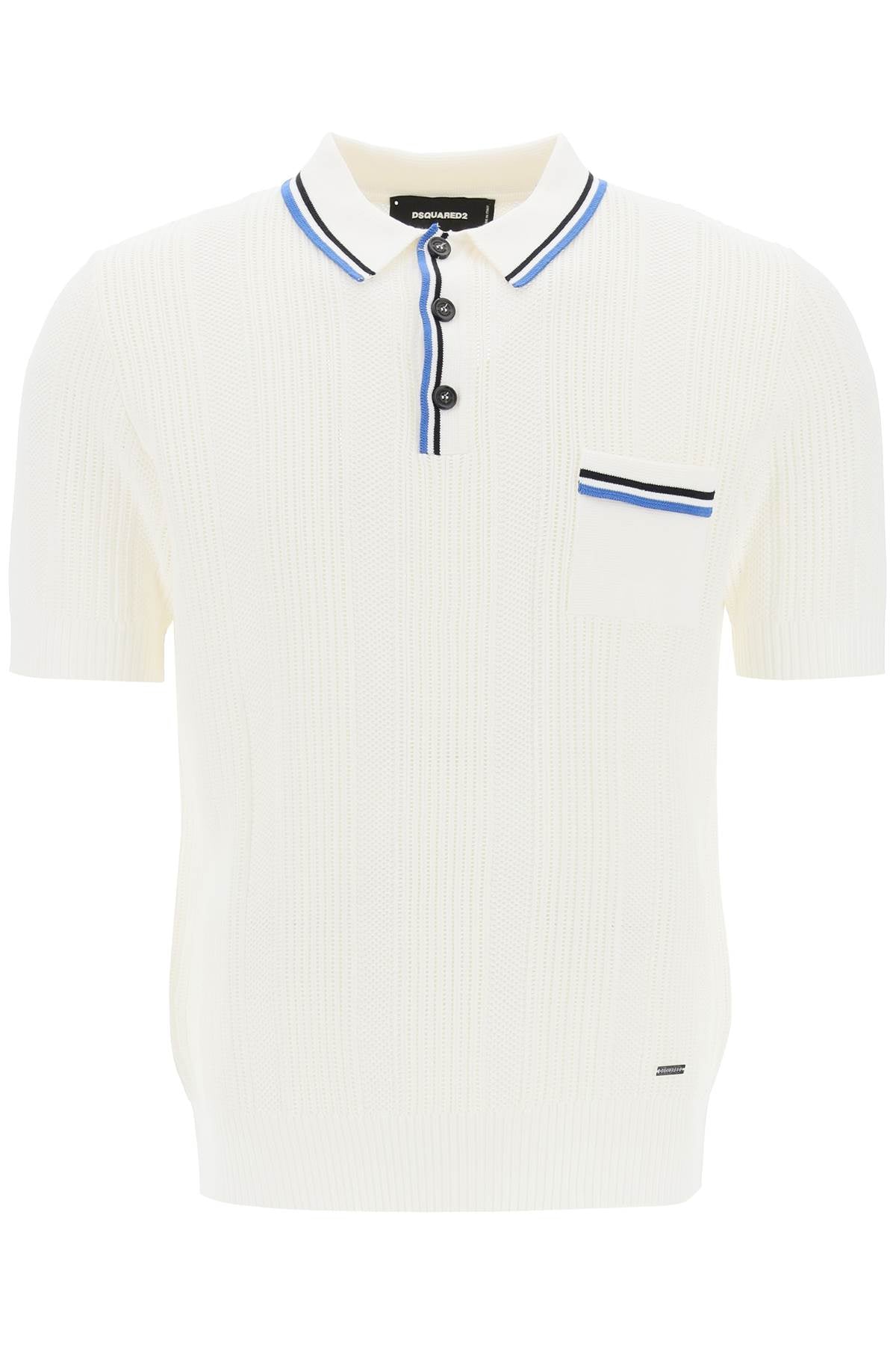 Dsquared2 Perforated Knit Polo Shirt   White