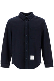 Thom Browne Herringbone Wool Blend Overshirt   Blue