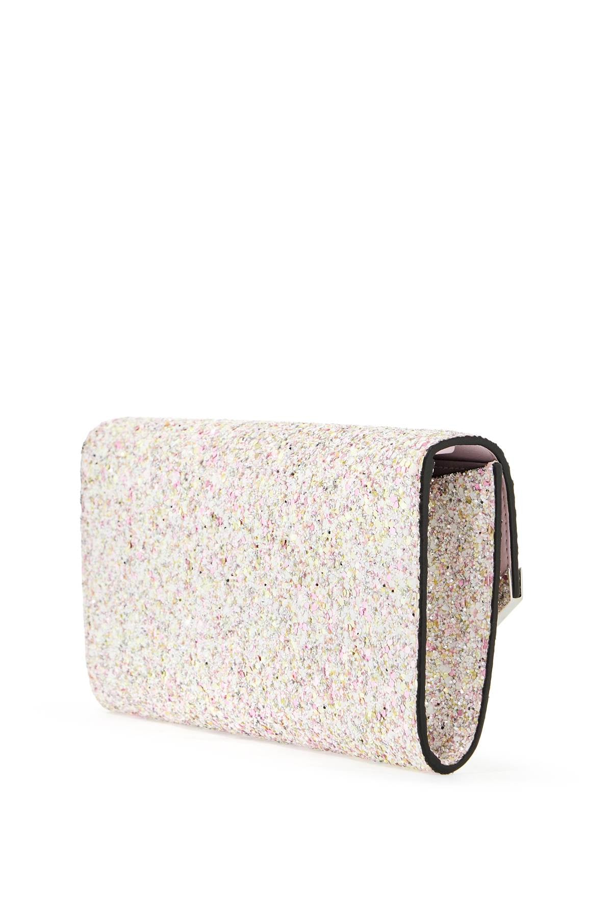 Jimmy Choo Glittered Fabric Emmie Clutch   Pink