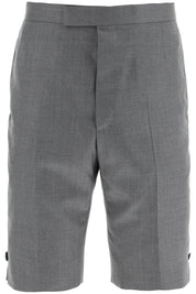 Thom Browne Super 120's Wool Shorts With Back Strap   Grey