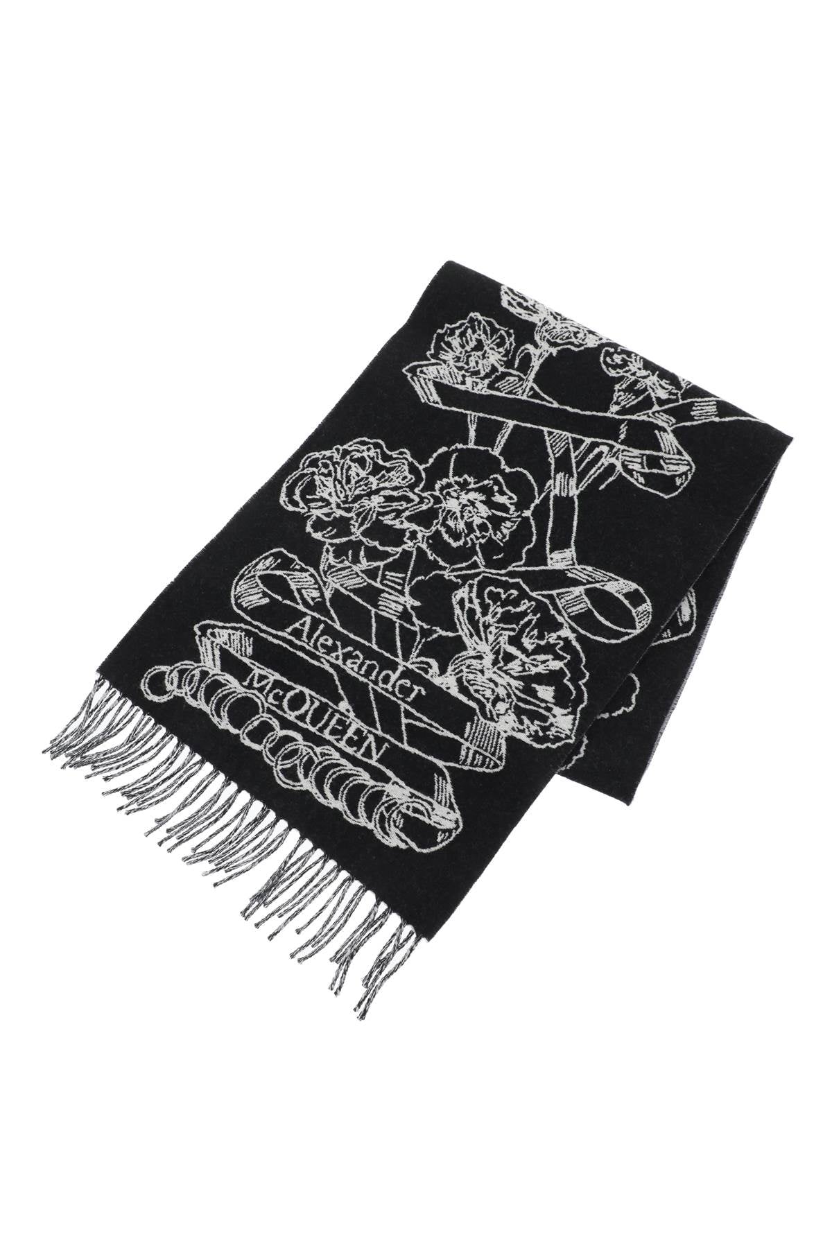 Alexander Mcqueen Wool Reversibile Scarf   Grey