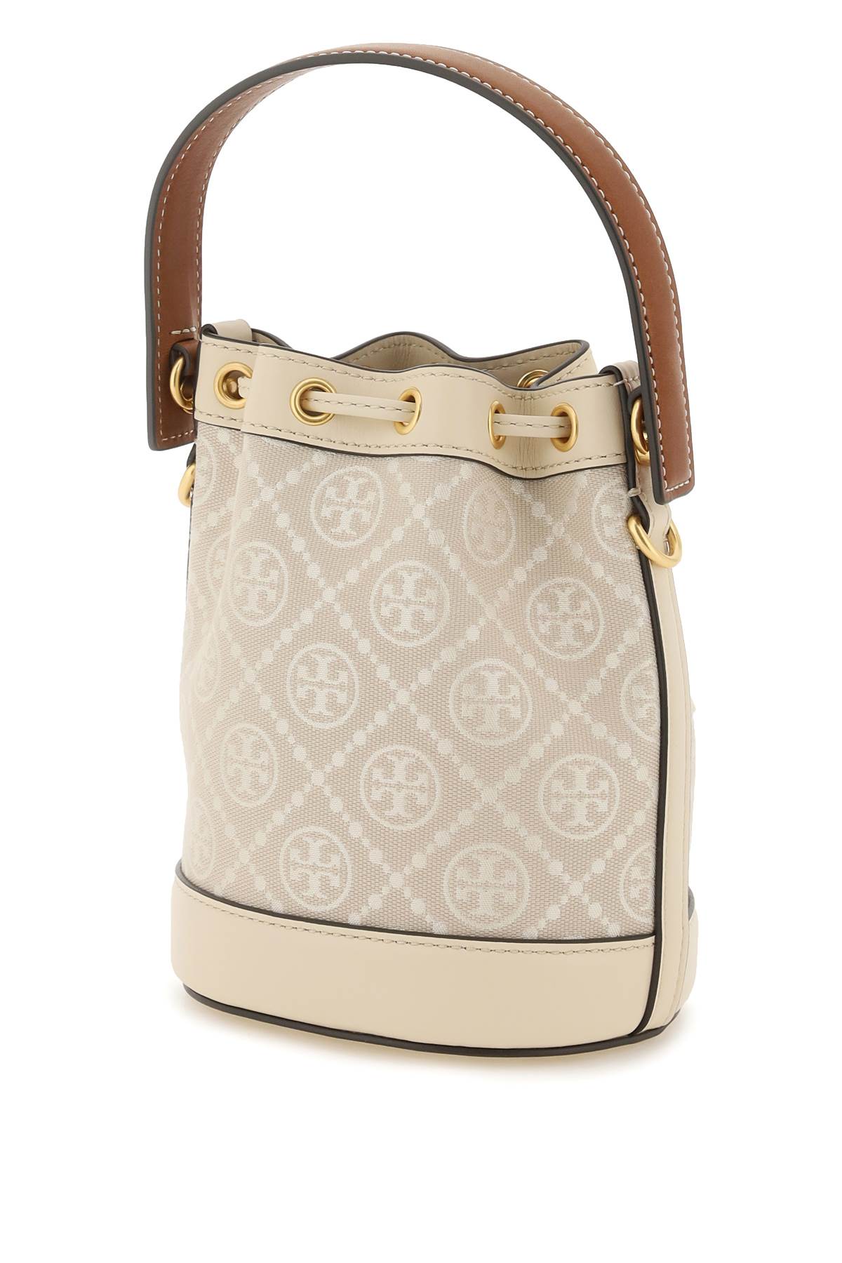 Tory Burch T Monogram Bucket Bag   Beige