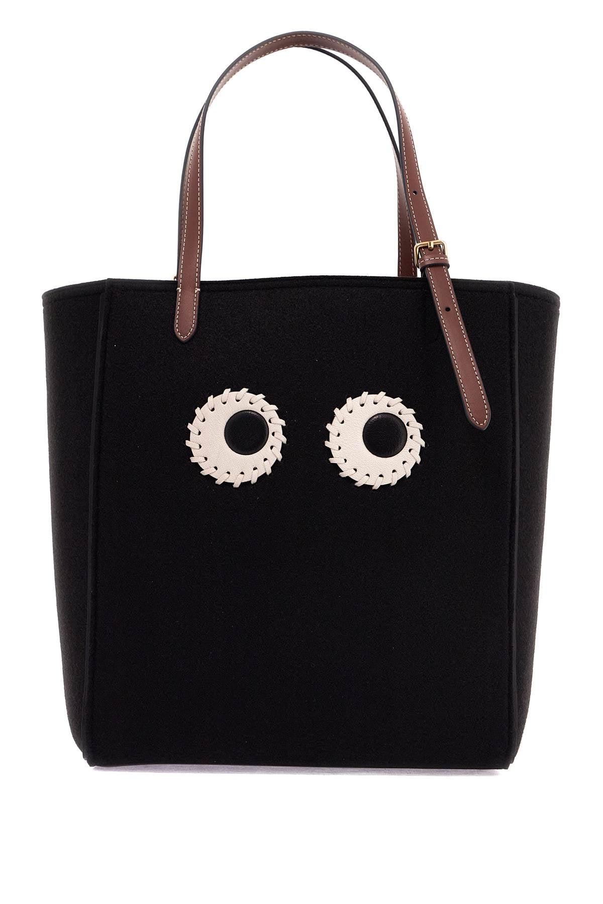 Anya Hindmarch Small Felt Mini Tote Bag With Eye Design***   Black