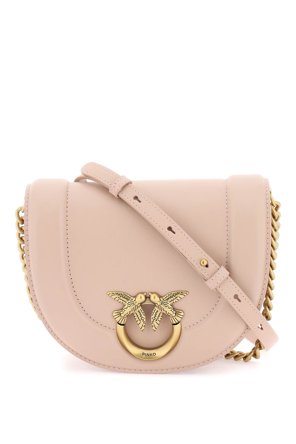 Pinko Mini Love Bag Click Round Leather Shoulder Bag   Pink