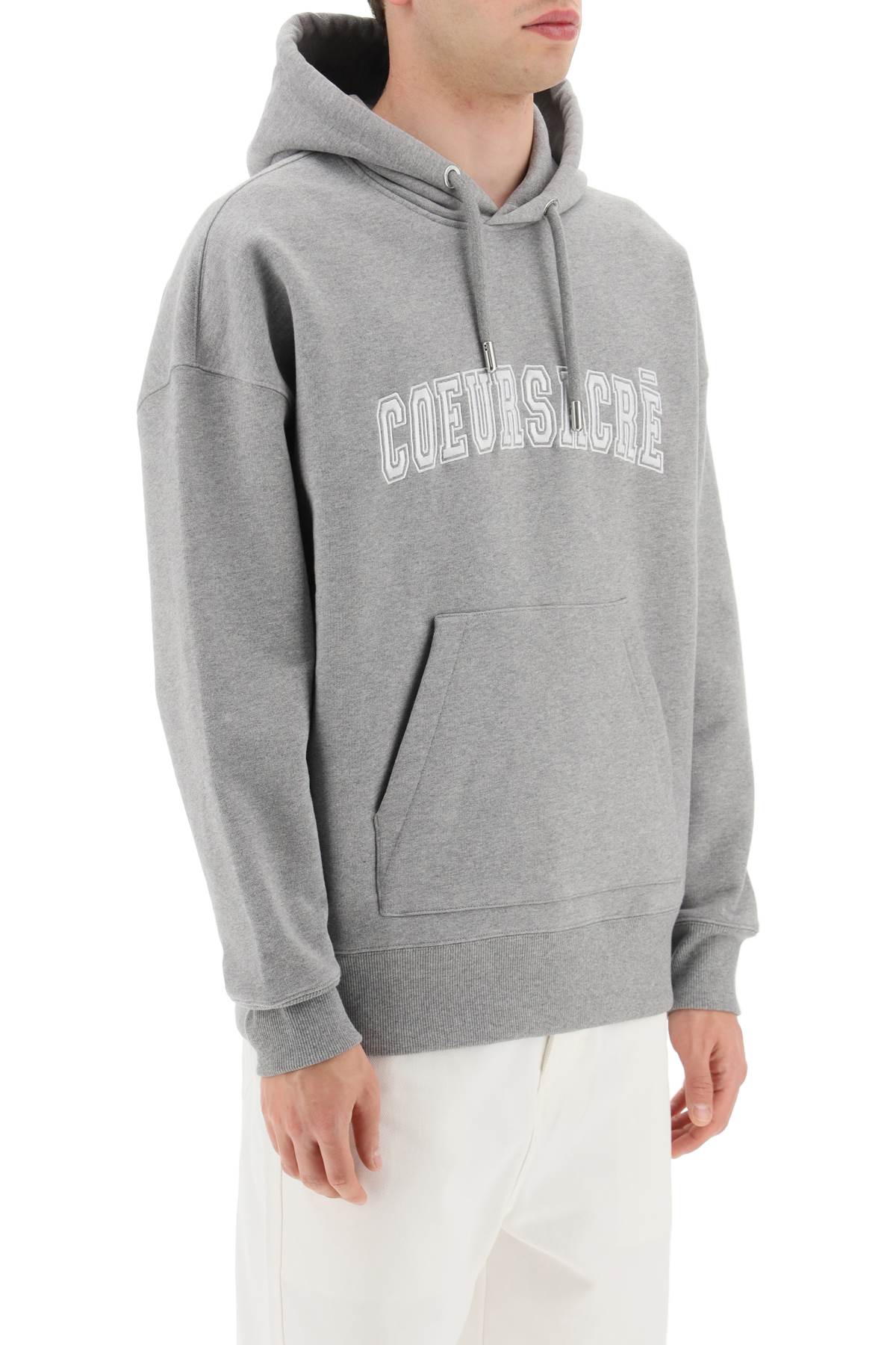 Ami Alexandre Matiussi Hoodie With Lettering Embroidery   Grey