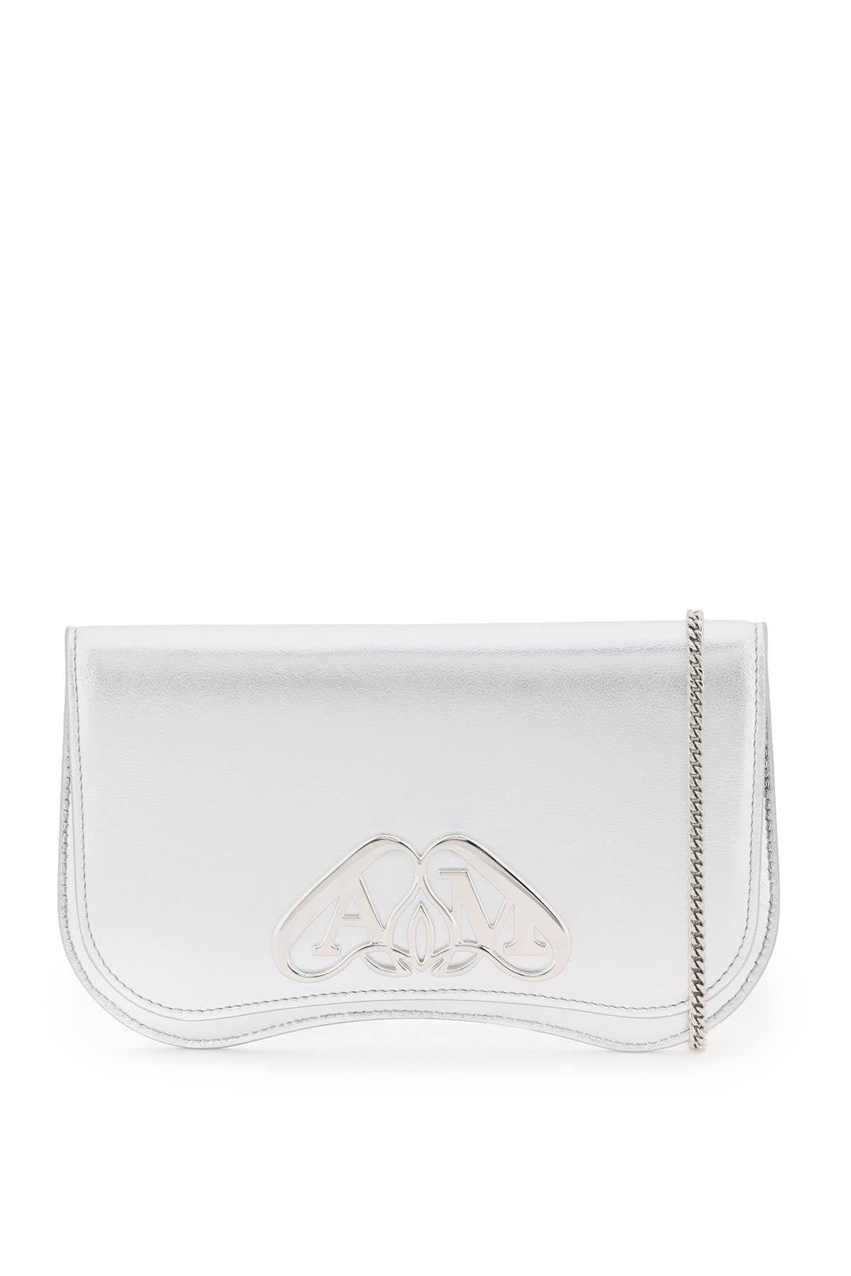 Alexander Mcqueen Seal Crossbody Pouch   Silver