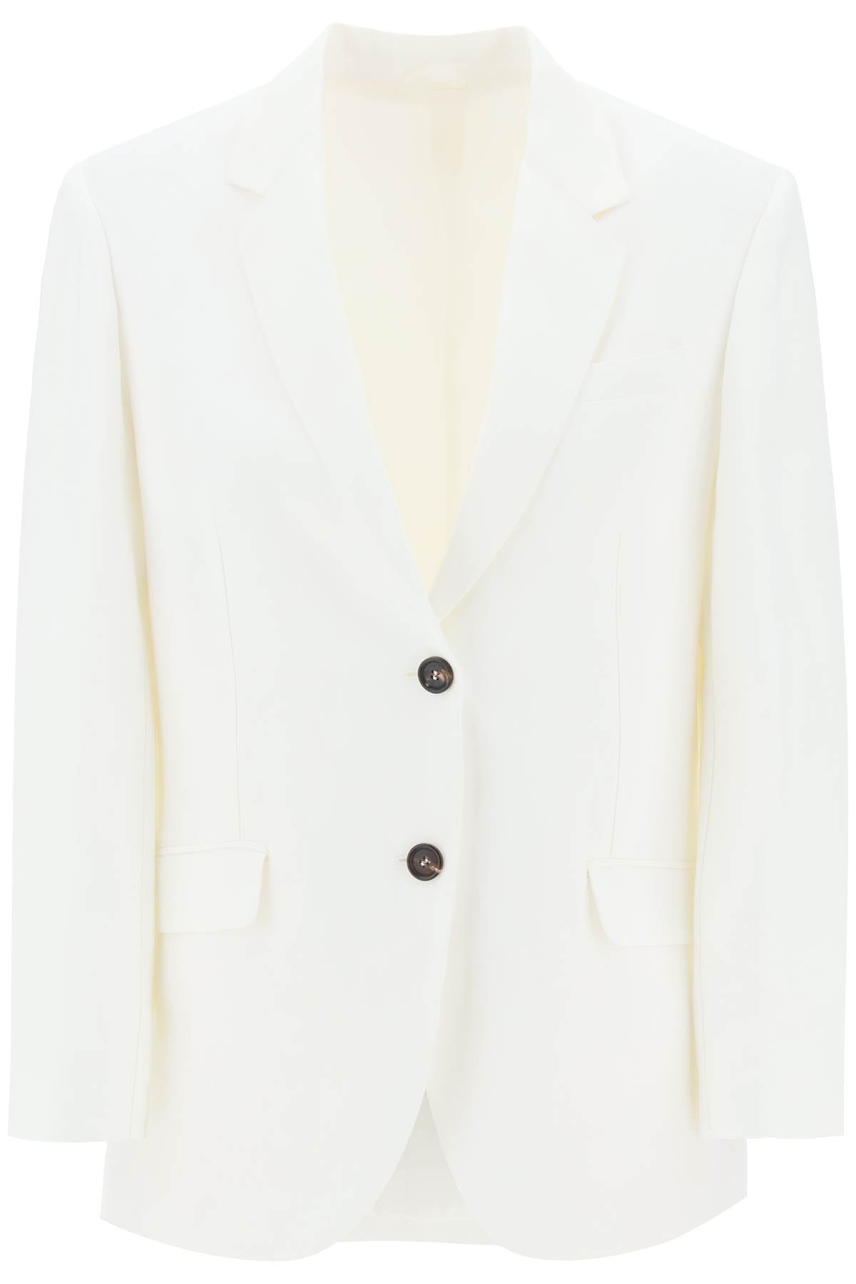 Brunello Cucinelli Viscose Linen Single Breasted Blazer   White