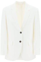 Brunello Cucinelli Viscose Linen Single Breasted Blazer   White