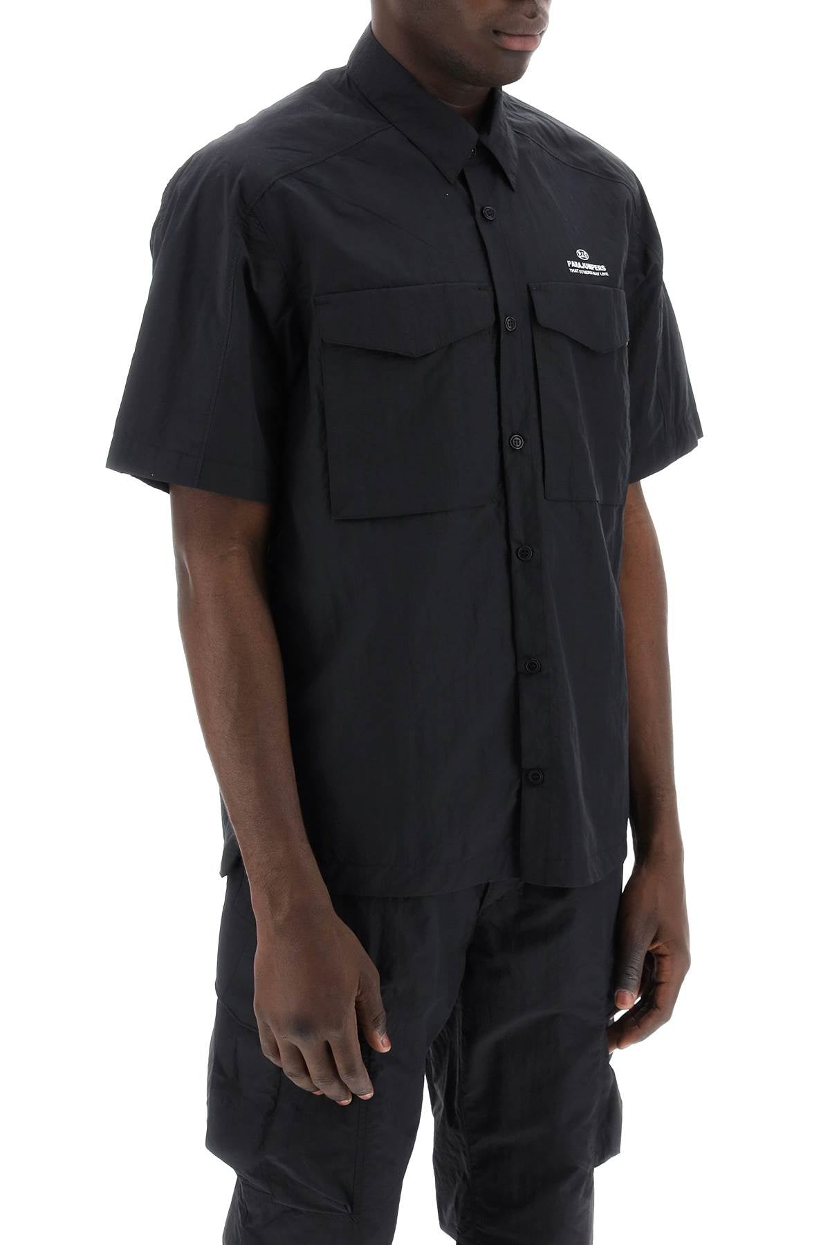 Parajumpers Pete Nylon Poplin Shirt In   Black