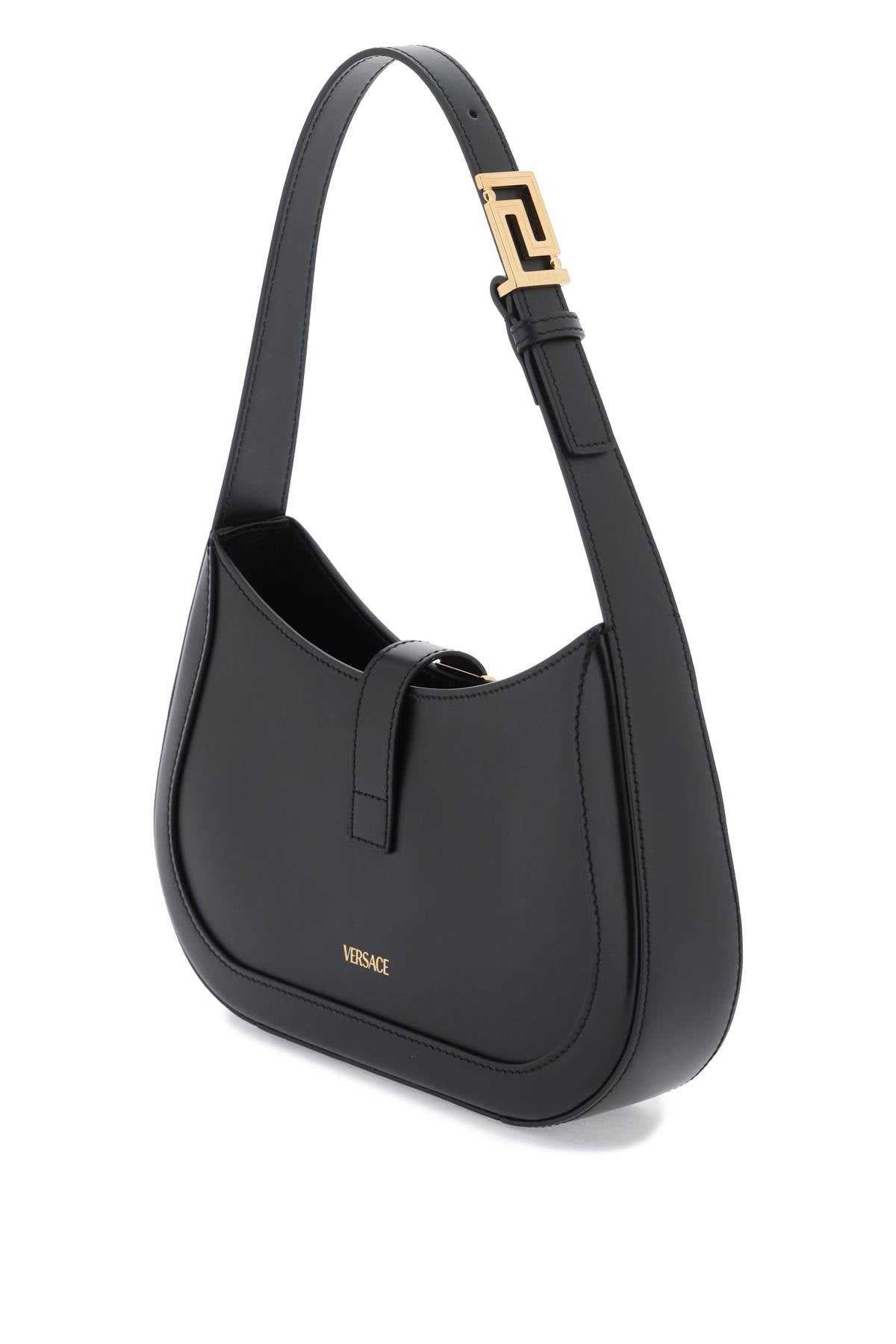 Versace Greca Goddess Small Hobo Bag   Black