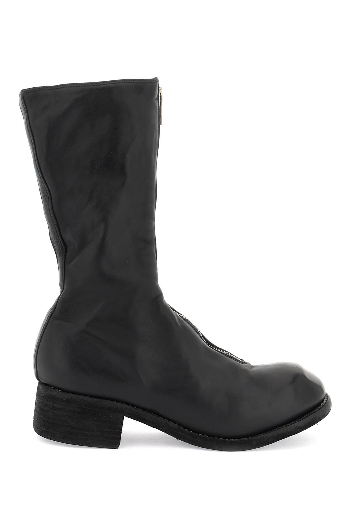 Guidi Front Zip Leather Boots   Black