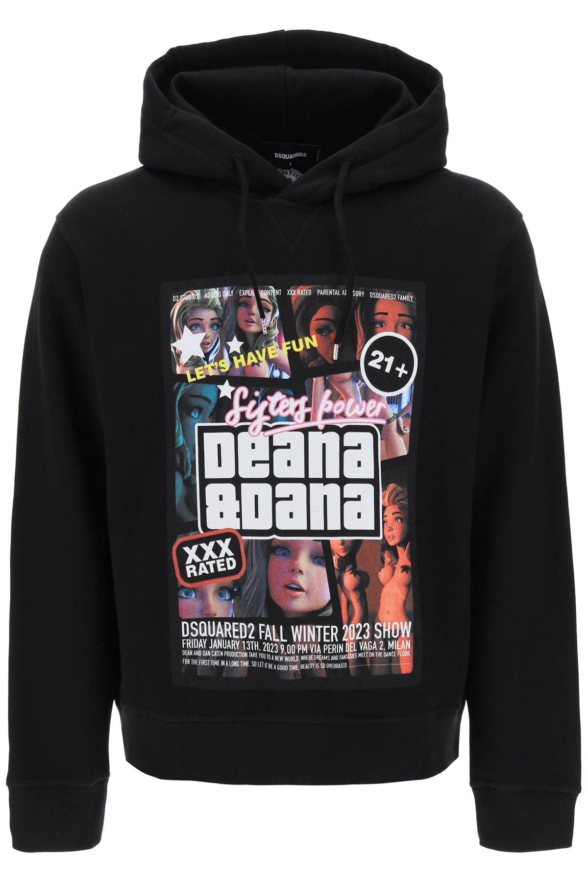 Dsquared2 Cool Fit Hoodie With Print   Black